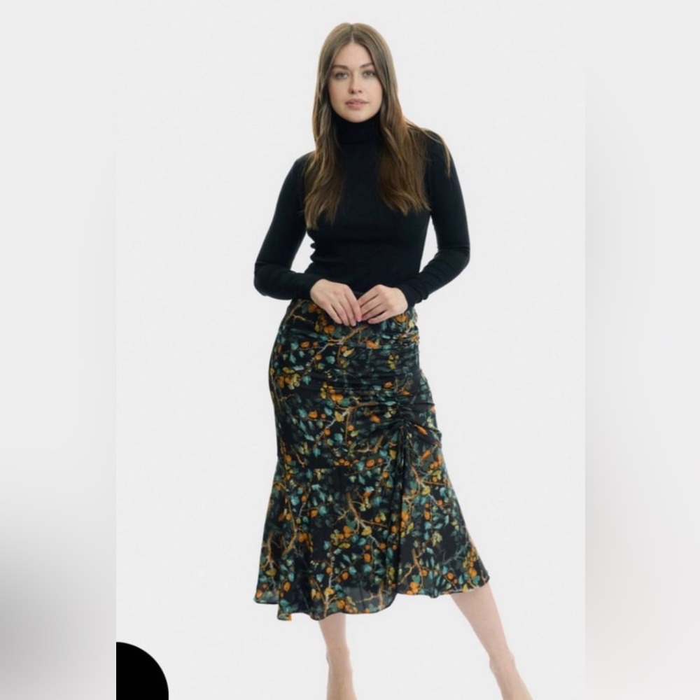 Dress Blank Floral Satin Ruched Skirt